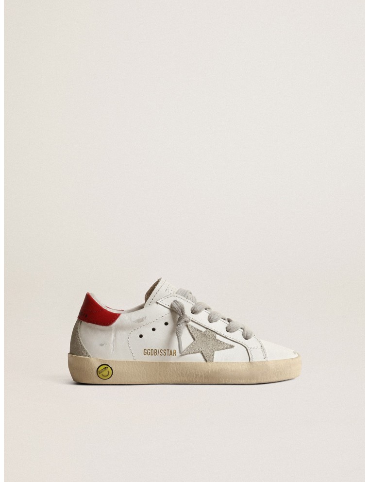 Super-Star Young con stella in suede e talloncino in pelle rossa