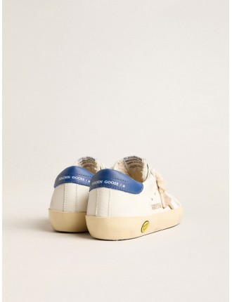 Super-Star Young in nappa con stella beige e talloncino blu