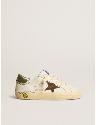 Super-Star Young in nappa con stella in suede e talloncino verde