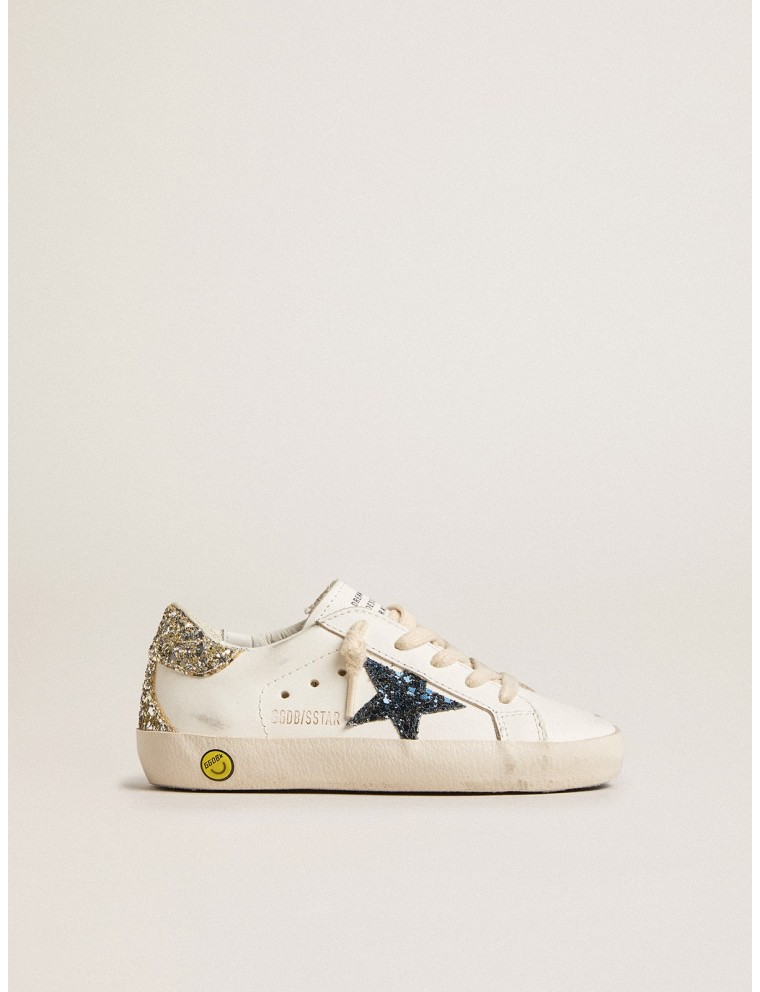 Super-Star Young in pelle con stella e talloncino glitter