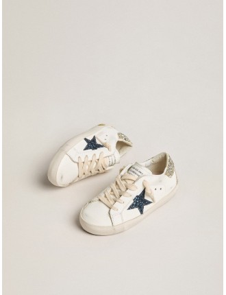 Super-Star Young in pelle con stella e talloncino glitter