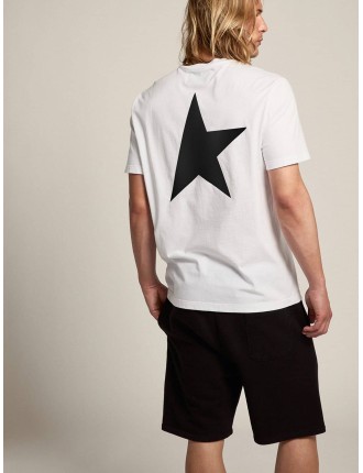 T-shirt bianca Collezione Star con logo e stella neri a contrasto