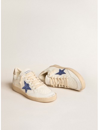 Ball Star con stella in glitter blu e talloncino in suede tortora