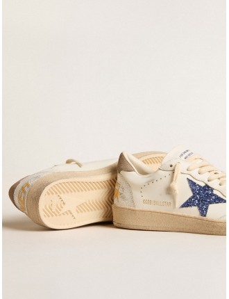 Ball Star con stella in glitter blu e talloncino in suede tortora