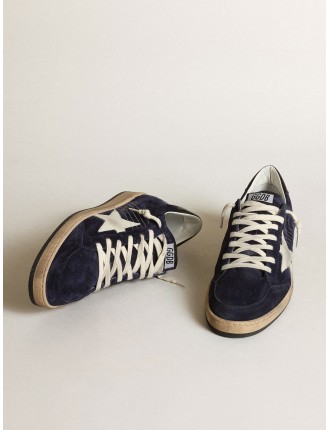 Ball Star Uomo in suede blu scuro con stella in nabuk bianco