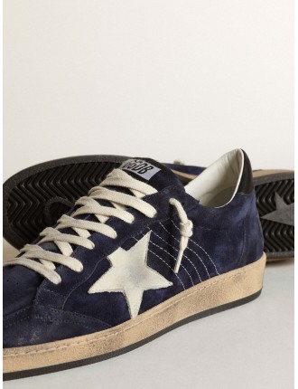 Ball Star Uomo in suede blu scuro con stella in nabuk bianco