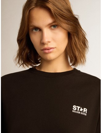 T-shirt nera Collezione Star con logo e stella bianchi a contrasto