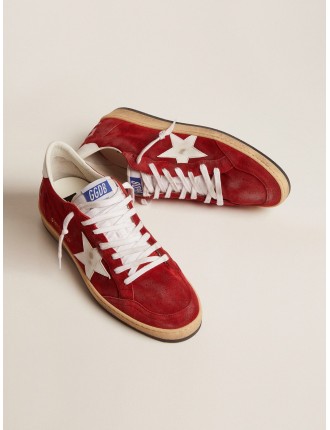 Ball Star Uomo in suede rosso scuro con stella e talloncino bianchi