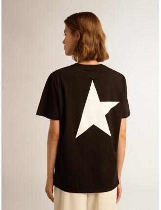 T-shirt nera Collezione Star con logo e stella bianchi a contrasto