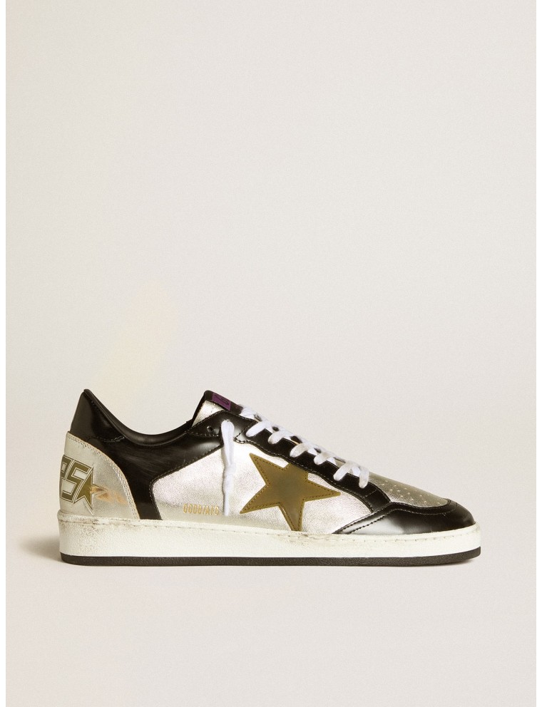 Ball Star uomo LAB in pelle argento con stella in pelle marrone e talloncino nero