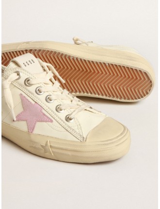 V-Star in nappa beige con stella in suede color rosa antico