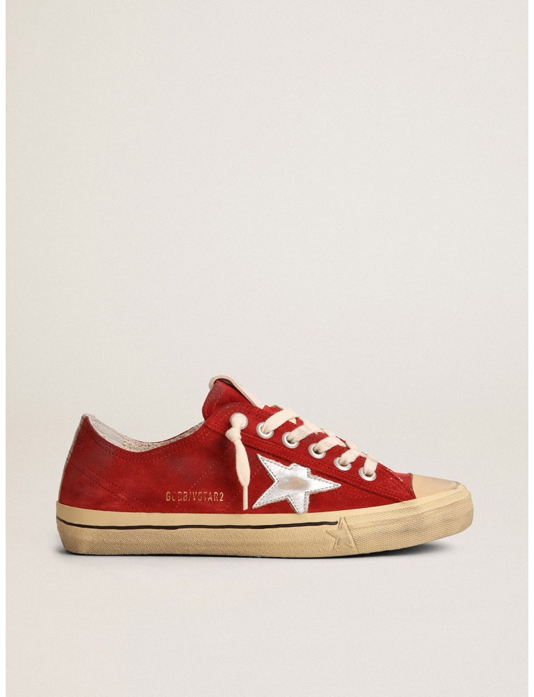 V-Star Uomo LTD in suede rosso scuro con stella e talloncino argento