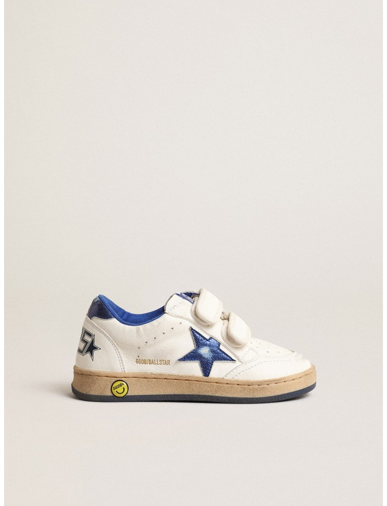 Ball Star Young con stella e talloncino in pelle laminata blu