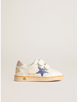 Ball Star Young con stella in glitter blu e talloncino in suede beige