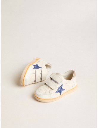 Ball Star Young con stella in glitter blu e talloncino in suede beige