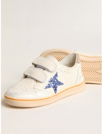 Ball Star Young con stella in glitter blu e talloncino in suede beige