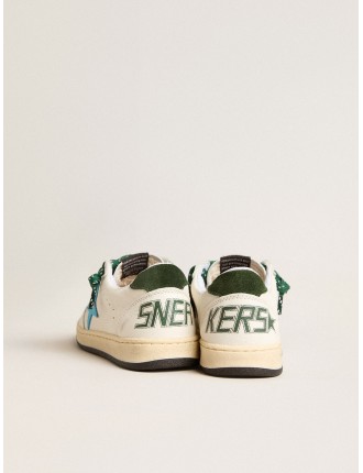 Ball Star Young con stella turchese e talloncino in suede verde