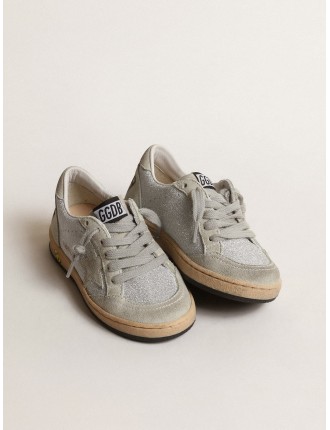 Ball Star Young in glitter con inserti in suede grigio ghiaccio