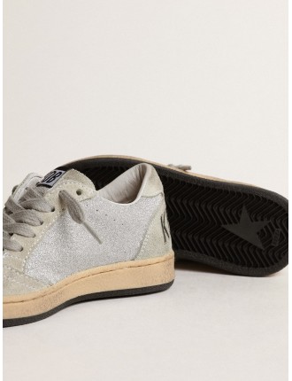 Ball Star Young in glitter con inserti in suede grigio ghiaccio