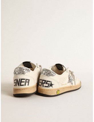 Ball Star Young in nappa con stella e talloncino in glitter argento