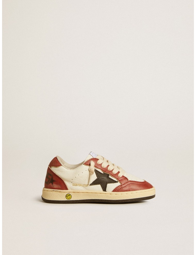 Ball Star Young in nappa con stella nera e inserti in pelle rossa