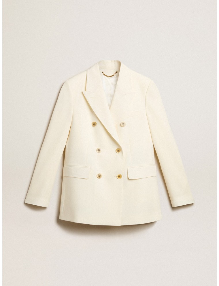 Blazer doppiopetto da donna di colore bianco vissuto