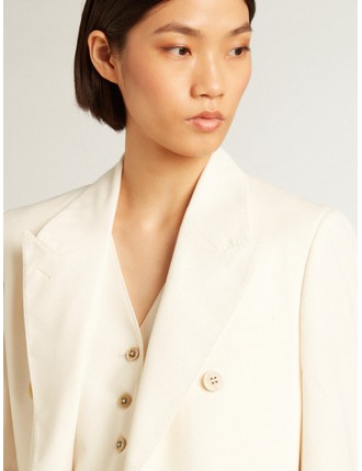 Blazer doppiopetto da donna di colore bianco vissuto