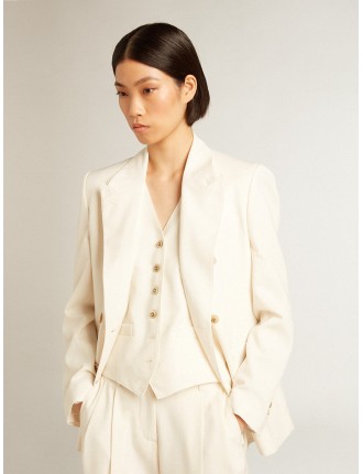 Blazer doppiopetto da donna di colore bianco vissuto