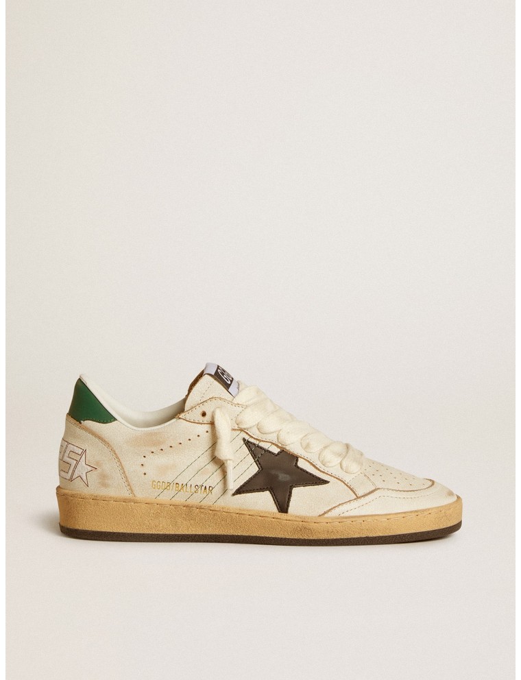 Ball Star Donna con stella in pelle nera e talloncino in pelle verde